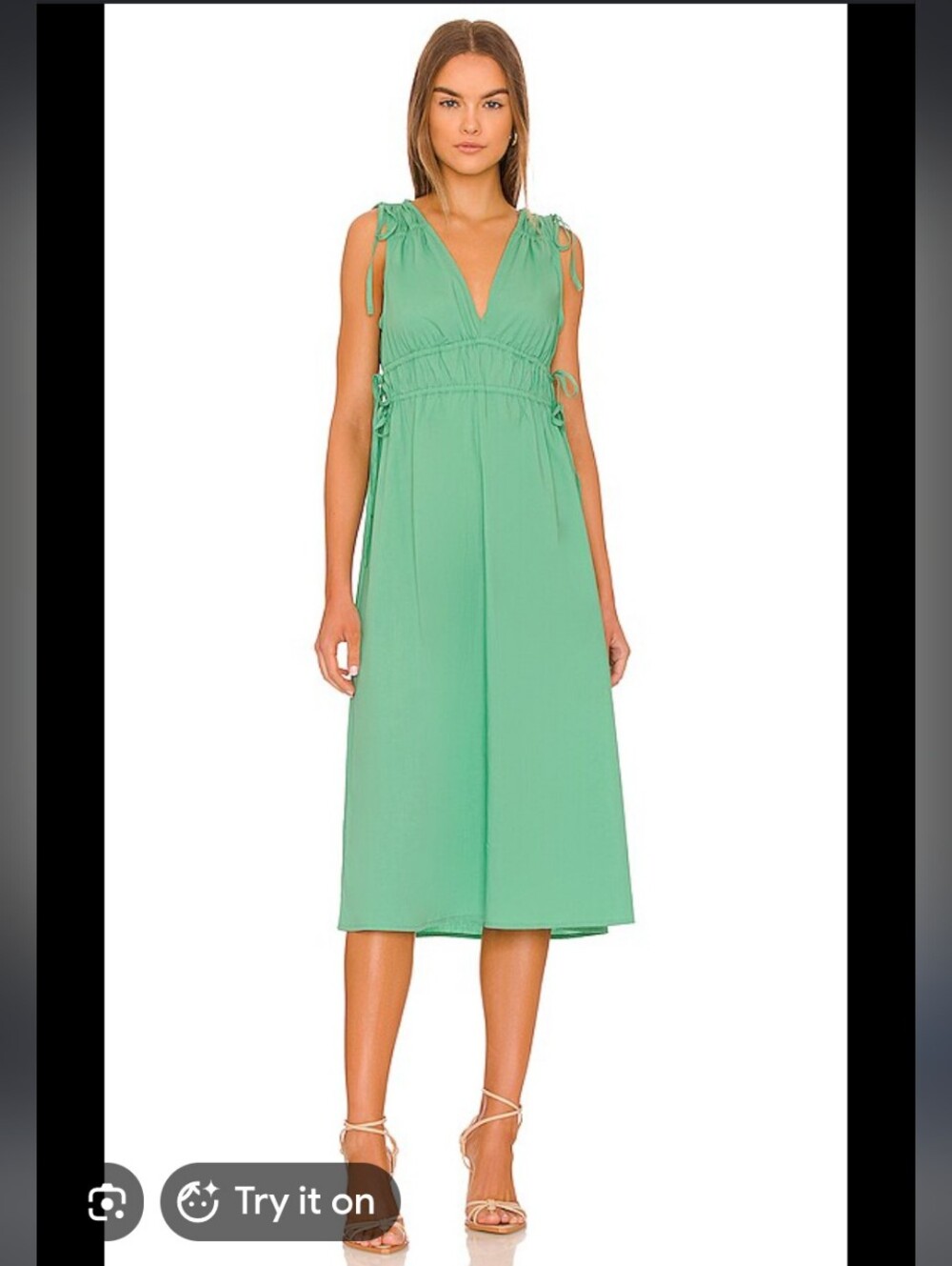 Rails "Constantine" Midi Dress Green Tie-Shoulder V-Neck